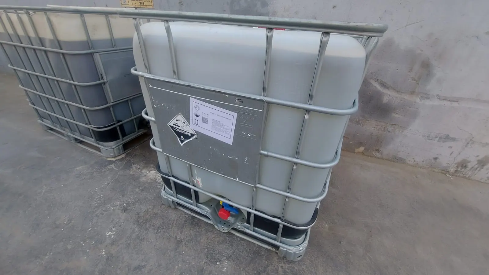 IBC totes of product in the warehouse